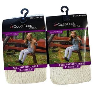 Cuddl Duds Girl’s S/M Ivory Sweater Tights - 2 Pairs